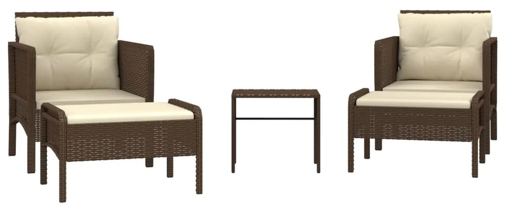 Set divani da giardino 5 pz con cuscini marrone in polyrattan