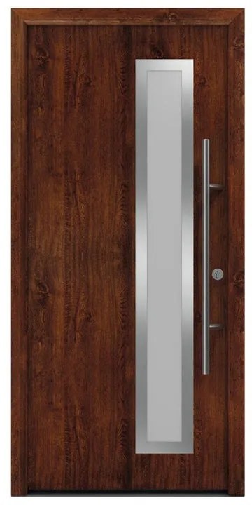 Portoncino d'ingresso HORMANN Iso Pro Secur 730s con vetro L 80 x H 210 cm in acciaio rovere scuro, apertura tirare a sinistra