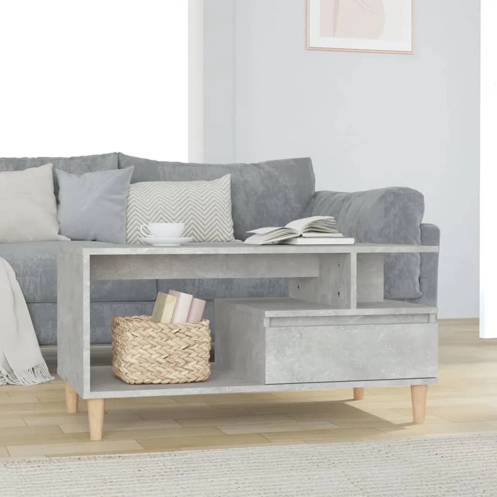 Tavolino Salotto Grigio Cemento 90x49x45 Cm Legno Multistrato /