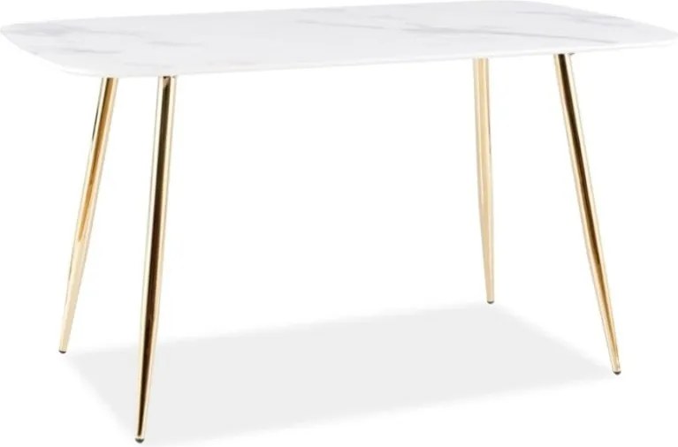 Tavolo Ceres effetto marmo bianco/oro - H75