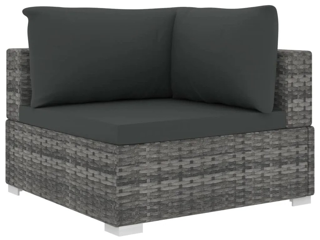 Set Divani da Giardino 11 pz con Cuscini in Polyrattan Grigio