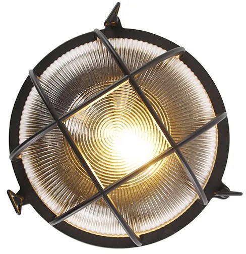 Lampada da parete rotonda industriale nera IP44 - Noutica