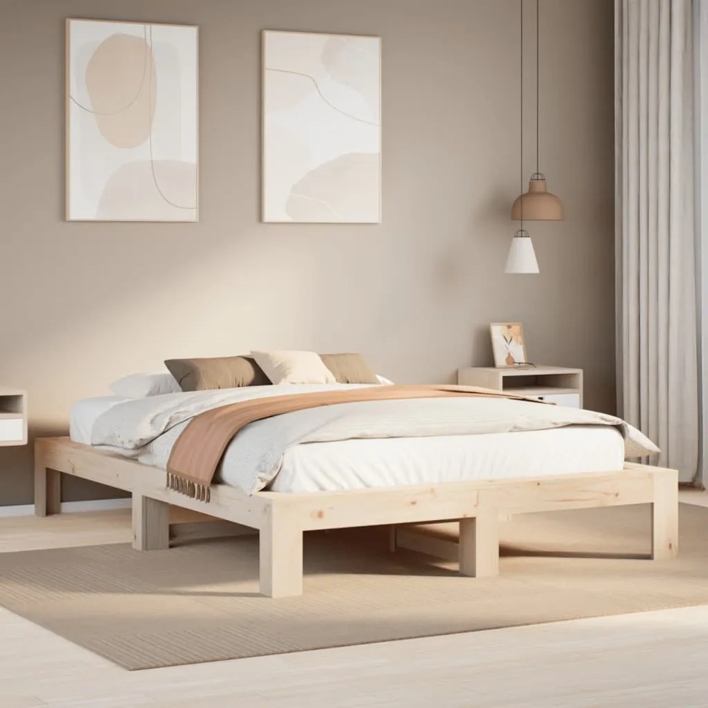 Letto Senza Materasso 160x200 Cm İn Legno Massello Di Pino /