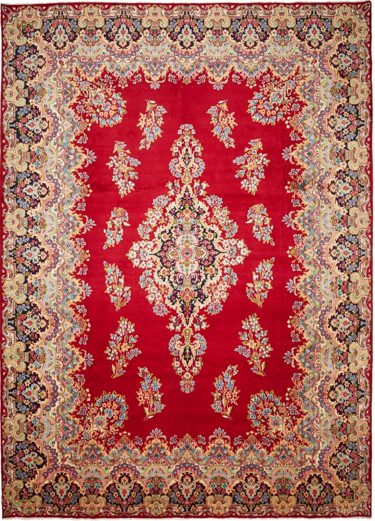 Kerman Tappeto 420 x 310 Rosso (Iran) Annodato A Mano