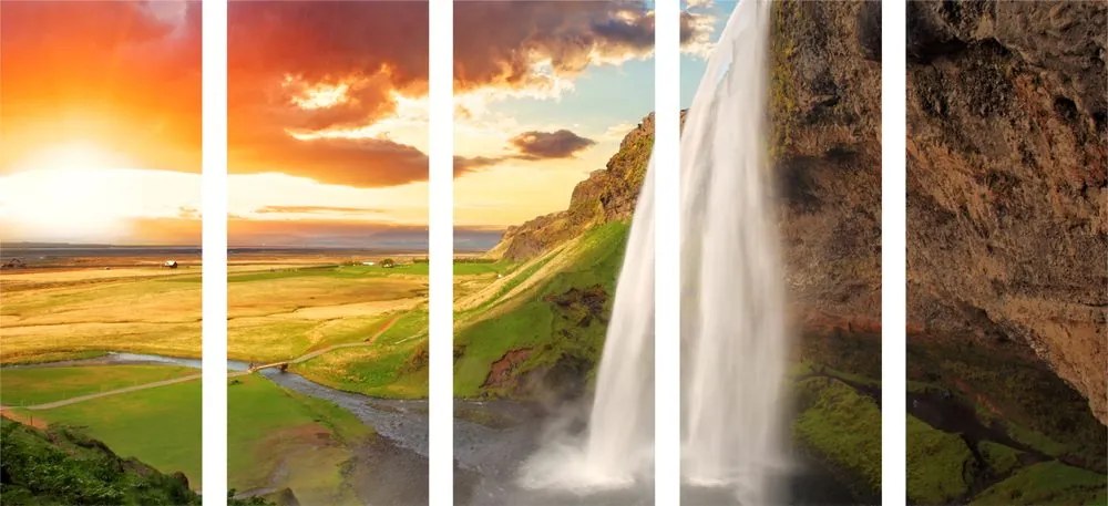 Quadri 5 pezzi – Cascata maestosa in Islanda