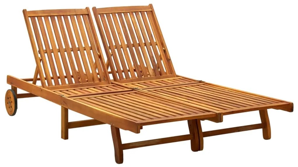 Lettino Prendisole Per 2 Persone İn Legno Massello Di Acacia /