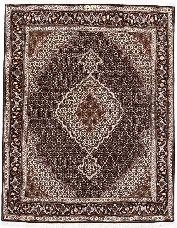 Tabriz Tappeto 150 x 200 Nero (Iran) Annodato A Mano