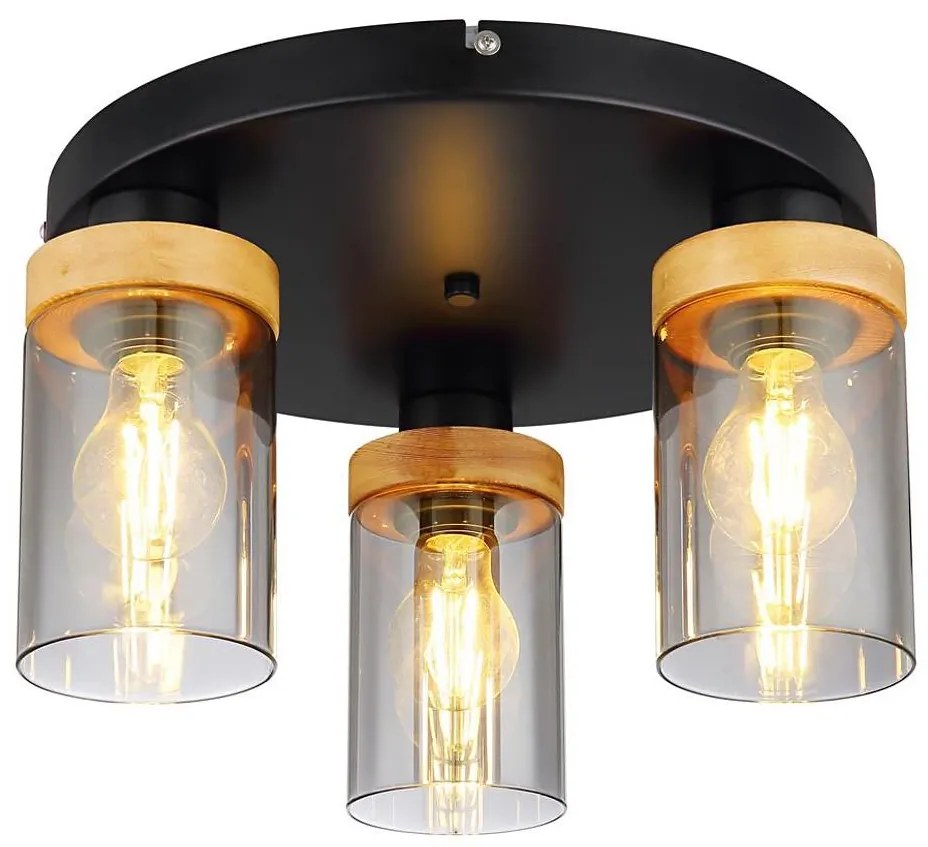 Globo 15557-3D - Lampadario a plafone FINCA 3xE27/40W/230V metallo/legno