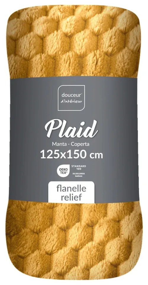 Coperta giallo ocra in microflanella 125x150 cm Mini Frosty – douceur d'intérieur
