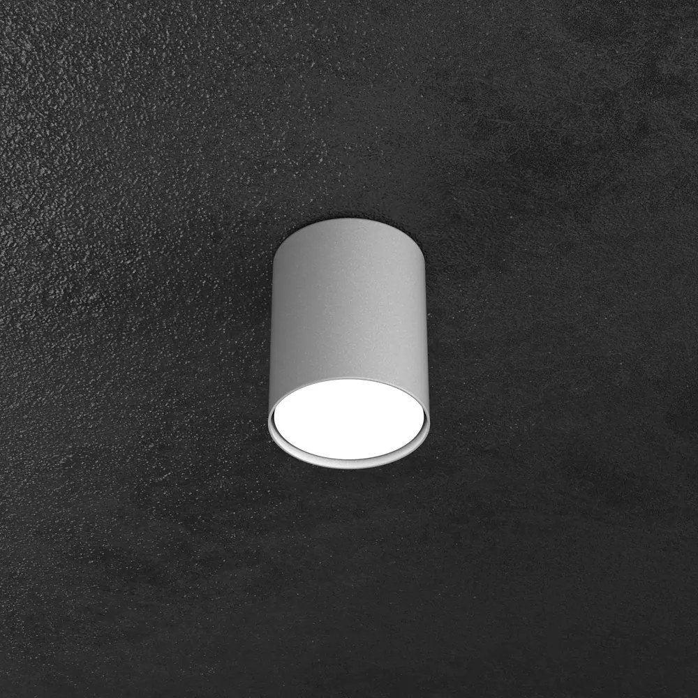 Plafoniera Moderna Cilindrica Shape Metallo Grigio 1 Luce Gx53 10Cm