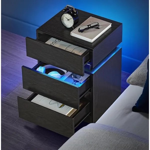 Comodino SMARTIE con illuminazione integrata, nero