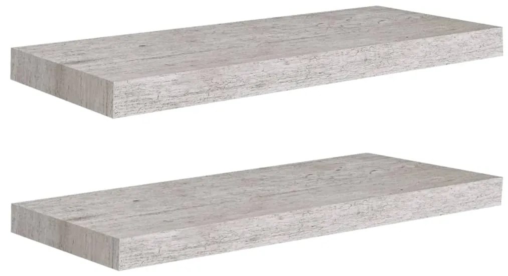 Scaffali a parete 2 pz grigio cemento 60x23,5x3,8 cm in mdf
