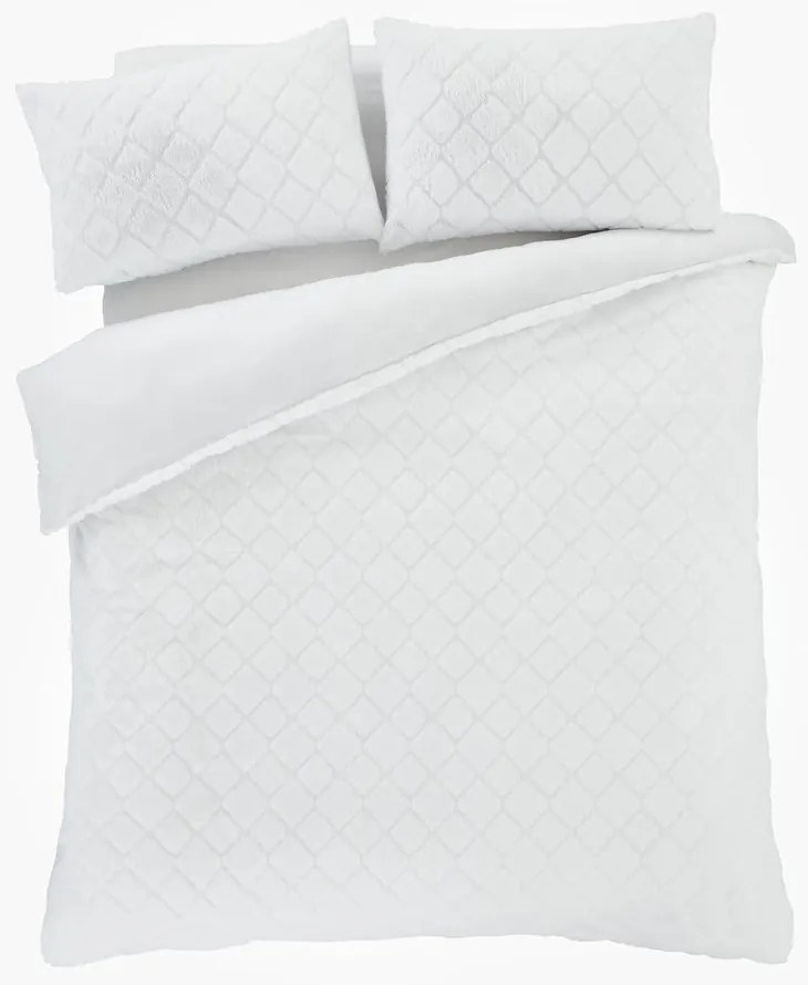 Biancheria da letto matrimoniale micro felpata bianca 200x200 cm Cosy Diamond - Catherine Lansfield