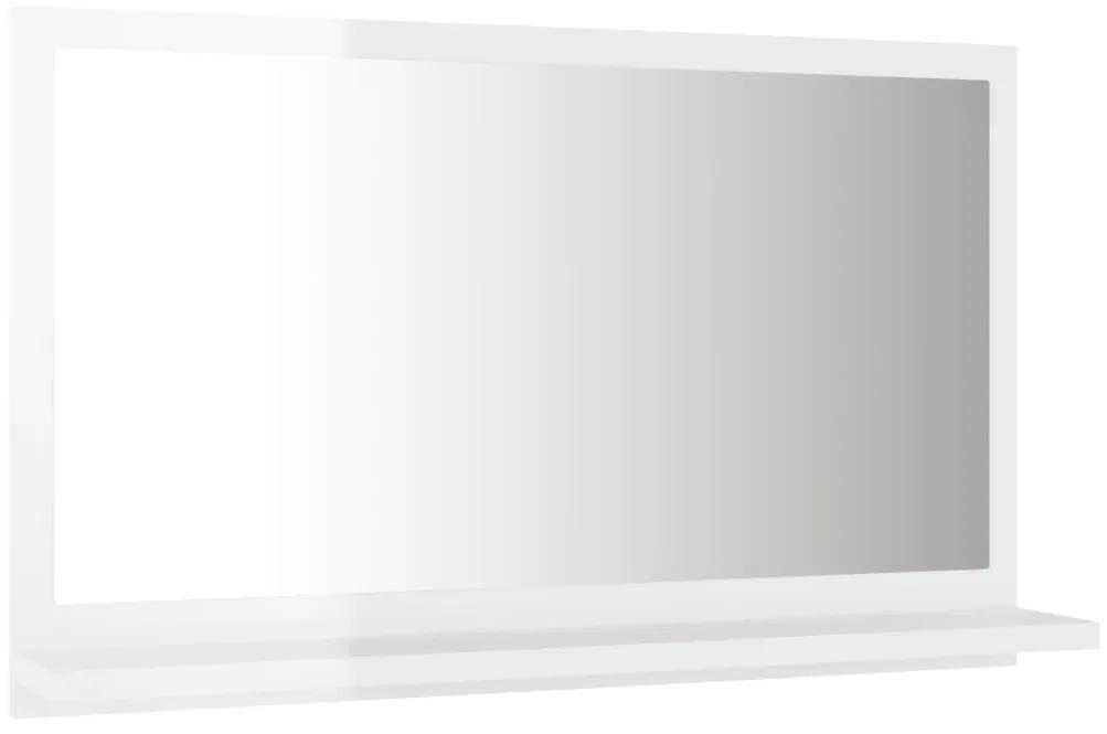 Specchio da Bagno Bianco Lucido 60x10,5x37 cm Legno Multistrato
