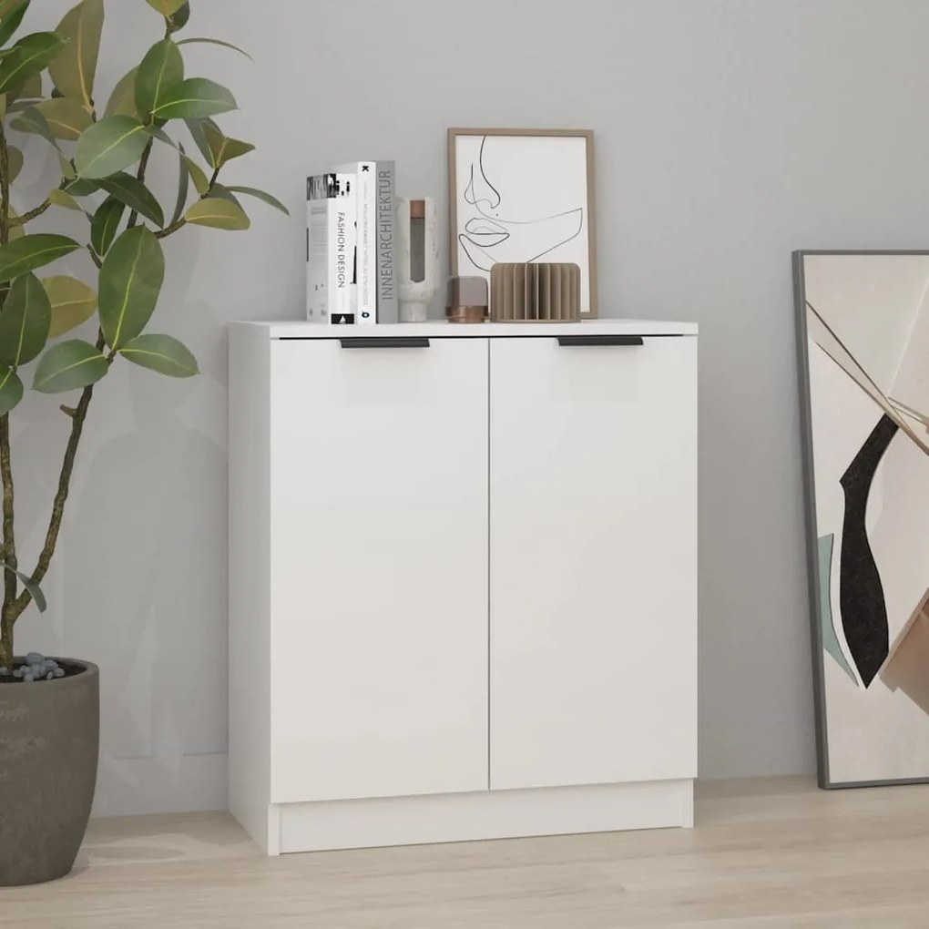 Credenza bianco lucido 60x30x70 cm in legno multistrato