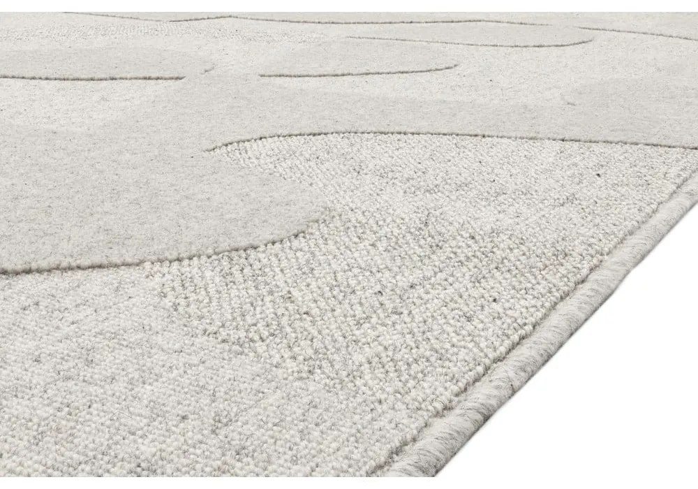 Tappeto in lana grigio chiaro 160x230 cm Morphic Botanica - Agnella