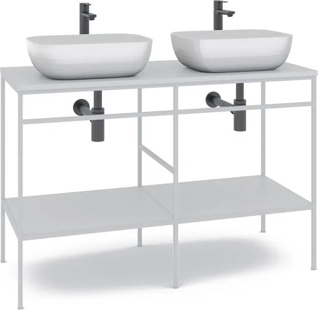 Mobile bagno da terra con lavabo L 120 x H 92 x P 45.5 cm bianco per doppia vasca Outline