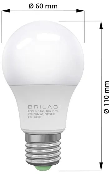 PACK 4x Lampadina LED ECOLINE A60 E27/10W/230V 4,000K - Brilagi