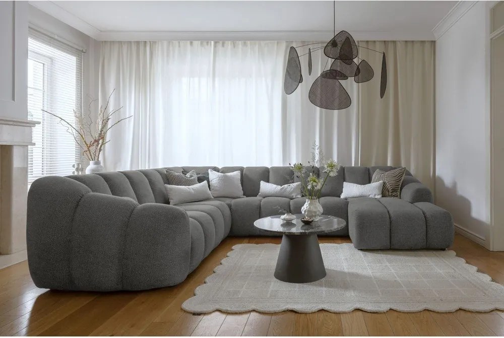 Divano angolare grigio (con penisola a sinistra/a U) Shell – Miuform