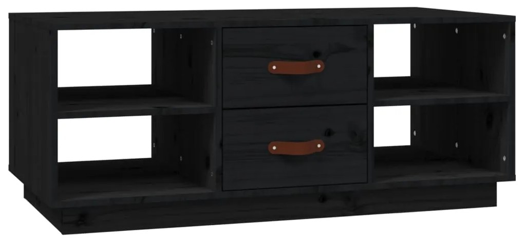 Tavolino da salotto nero 100x50x41 cm in legno massello di pino