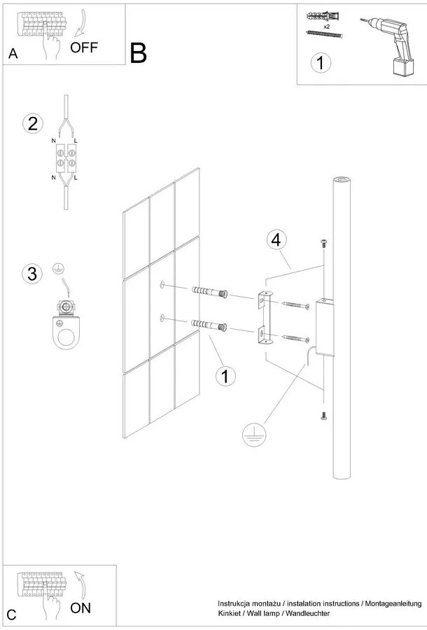 Lampada da parete bianca ø 2,5 cm Fideus – Sollux