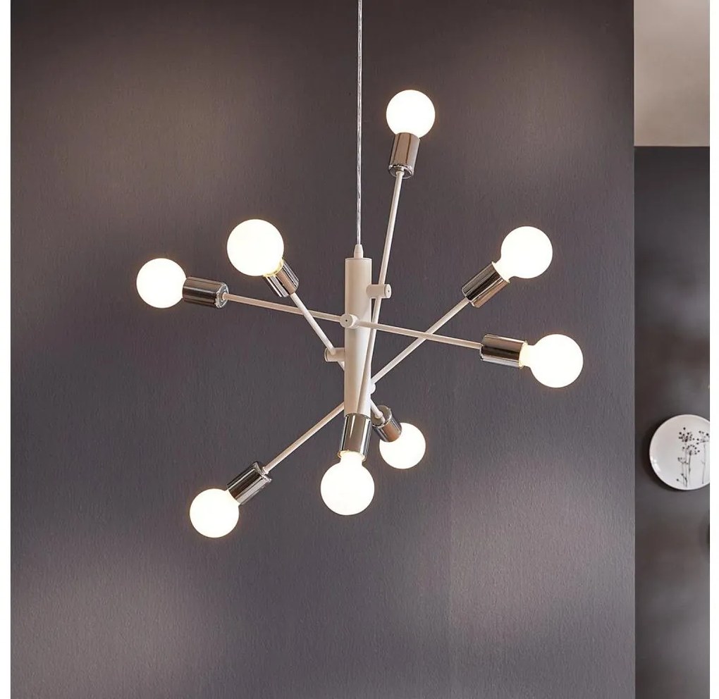 Eglo 98017 - Lampadario a sospensione con filo GRADOLI 8xE27/60W/230V bianco