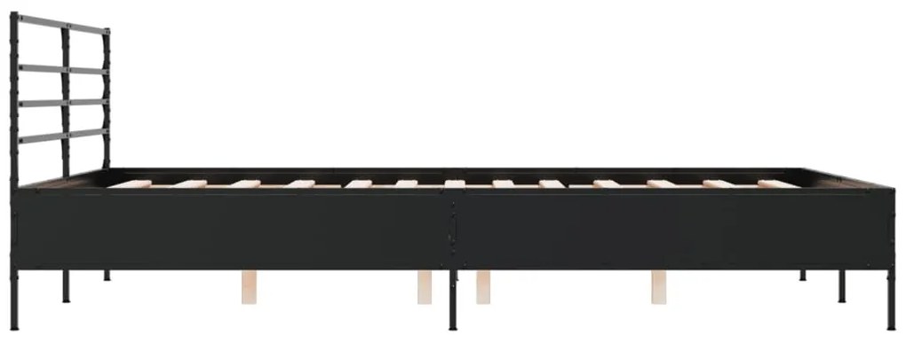 Giroletto nero 160x200 cm in legno multistrato e metallo