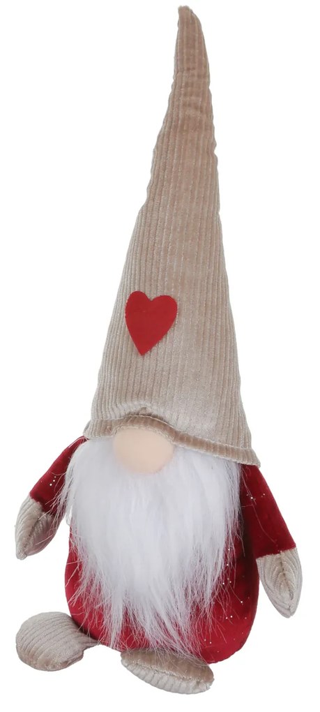 Gnomo Natale fermaporta 33 cm cappello grigio cuore