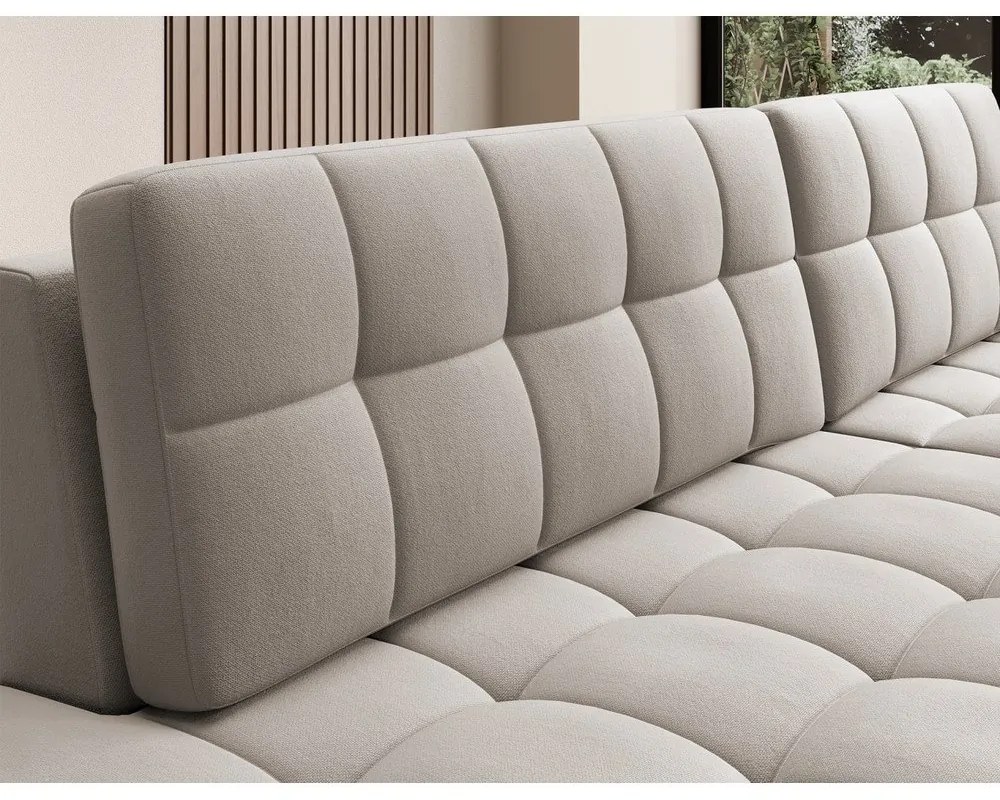 Divano angolare beige allungabile (con penisola a destra/con chaise lounge) con rivestimento in velluto Blezalt – ELTAP