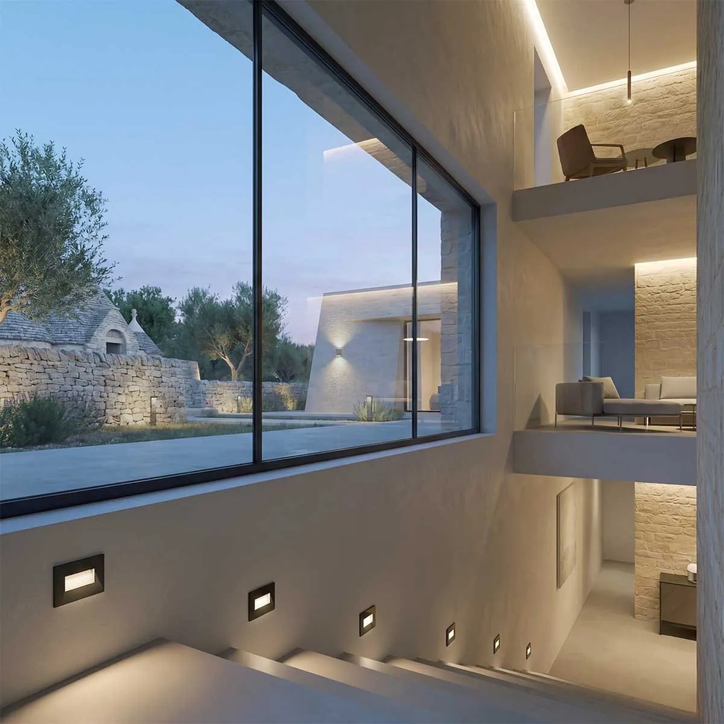 Segnapasso LED per Scatola 503 3.5W IP65 - Luce Asimmetrica Colore Bianco Caldo 2.700K