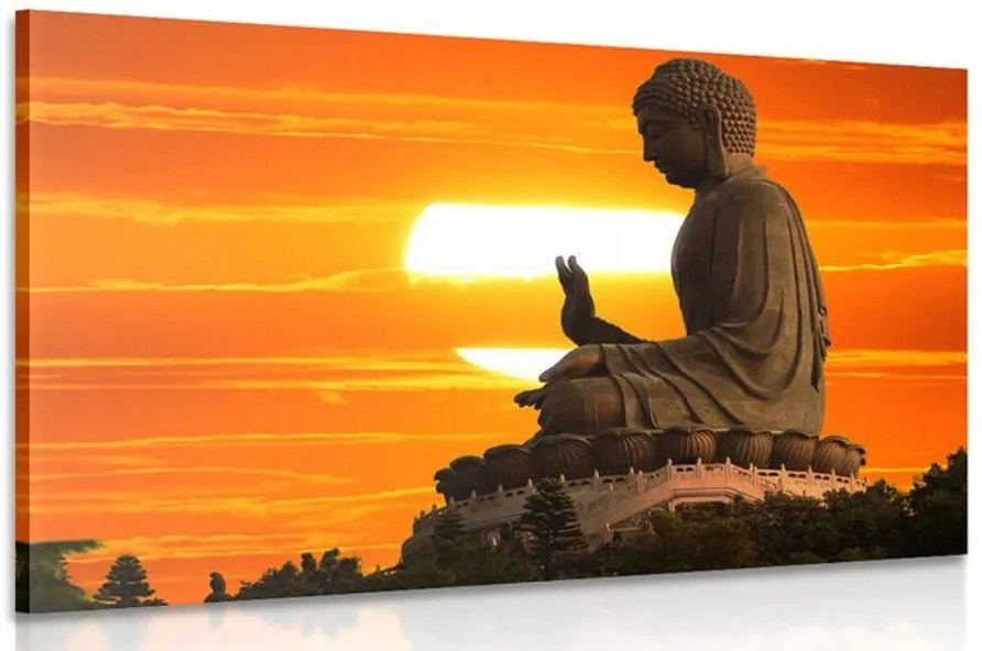 Quadro su tela – Statua di Buddha al tramonto