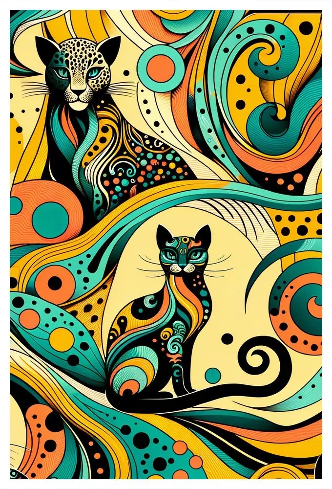 Quadro su tela – Gatti ornamentali