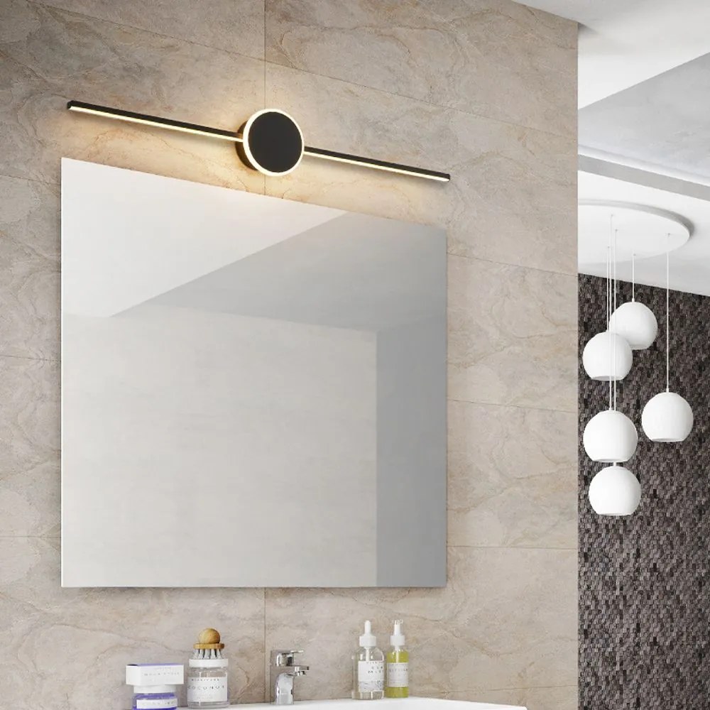 LAMPADA DA MURO DA BAGNO LED SOPRA SPECCHIO 80CM APP850-1W ROUND BLACK