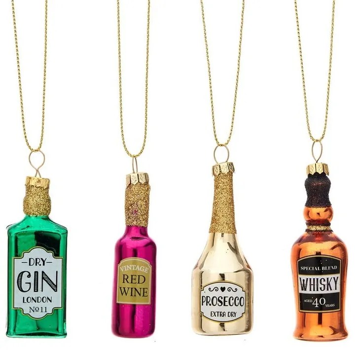 Decorazioni per albero di natale in set in vetro fatte a mano 4 pz 10 cm Christmas Cheer – Sass &amp; Belle