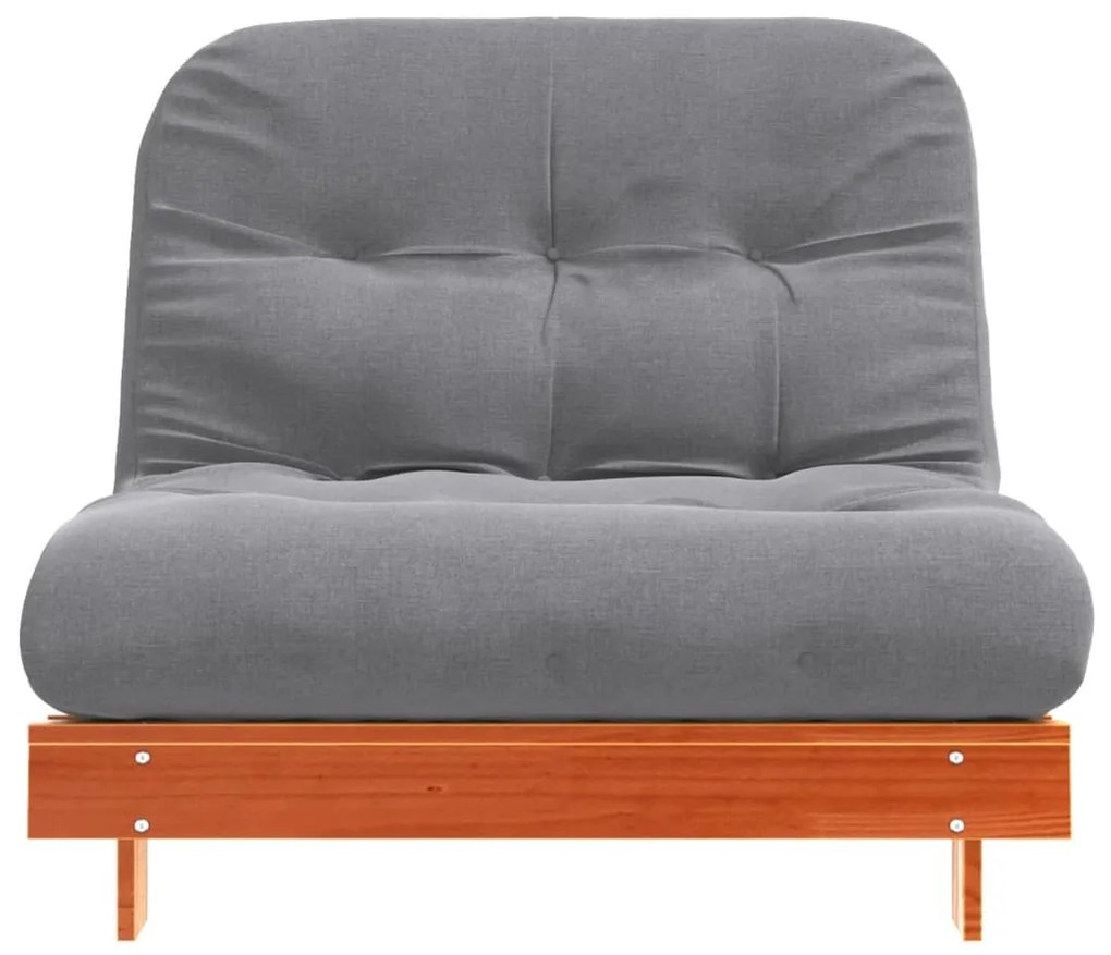 Divano letto futon con materasso marrone cera 100x206x11cm pino