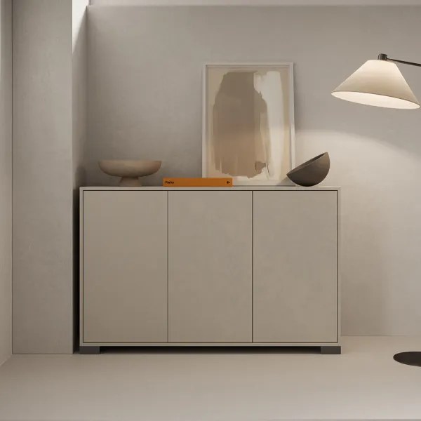 Madia in legno a 3 ante e 2 vani con ripiani 130 cm KYLA Grigio