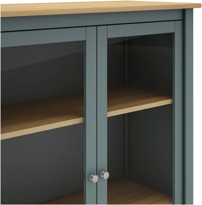 Vetrina verde polveroso in pino massiccio 90x110x40 cm Misti – Marckeric