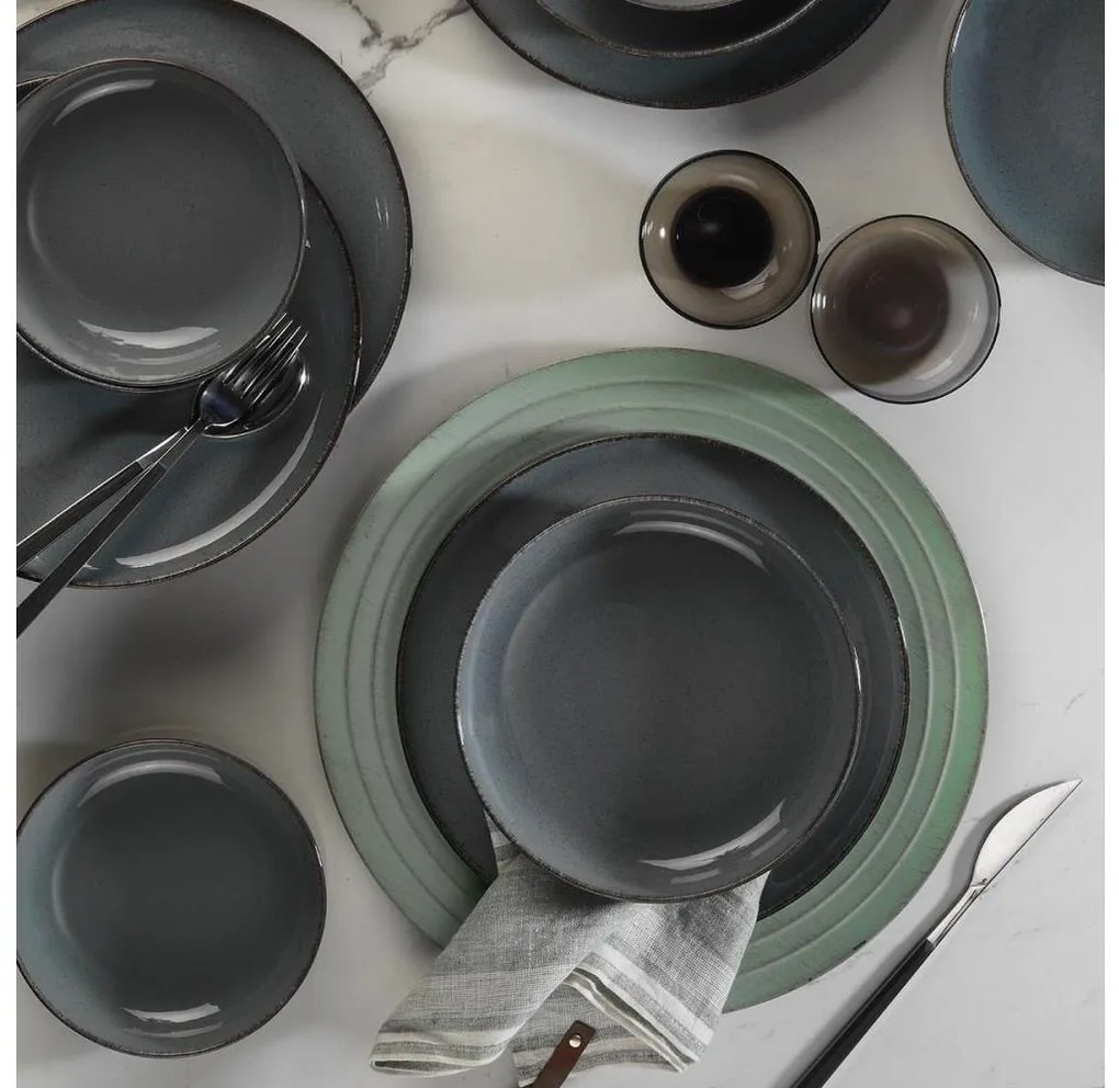 Set da tavola 12 pezzi grigio/porcellana
