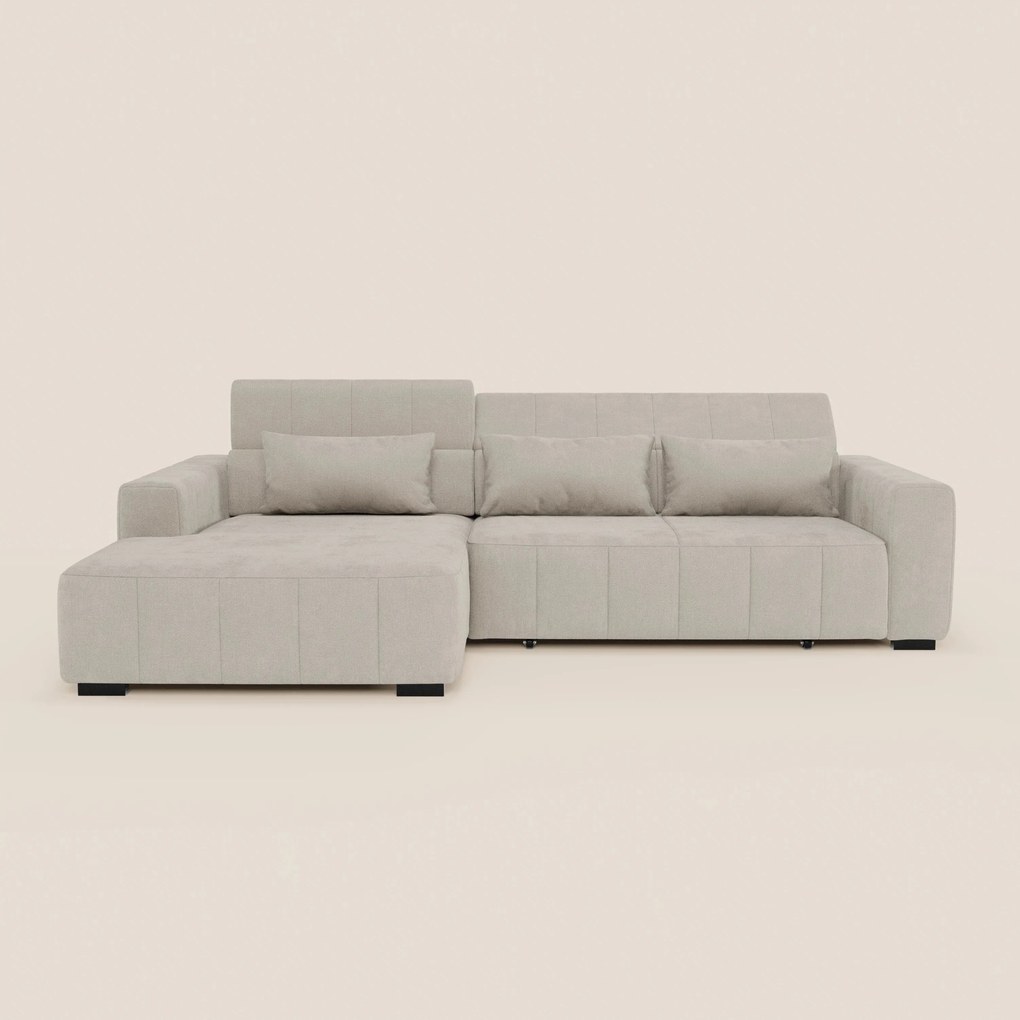 Doric Divano angolare con penisola e sedute allungabili con relax elettrico - poggiatesta reclinabili in tessuto smacchiabile T23
