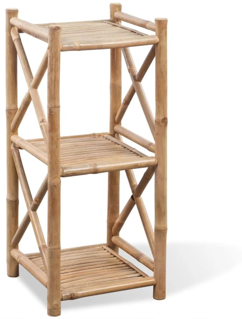 Scaffale A 3 Piani Quadrati İn Legno Di Bambù /