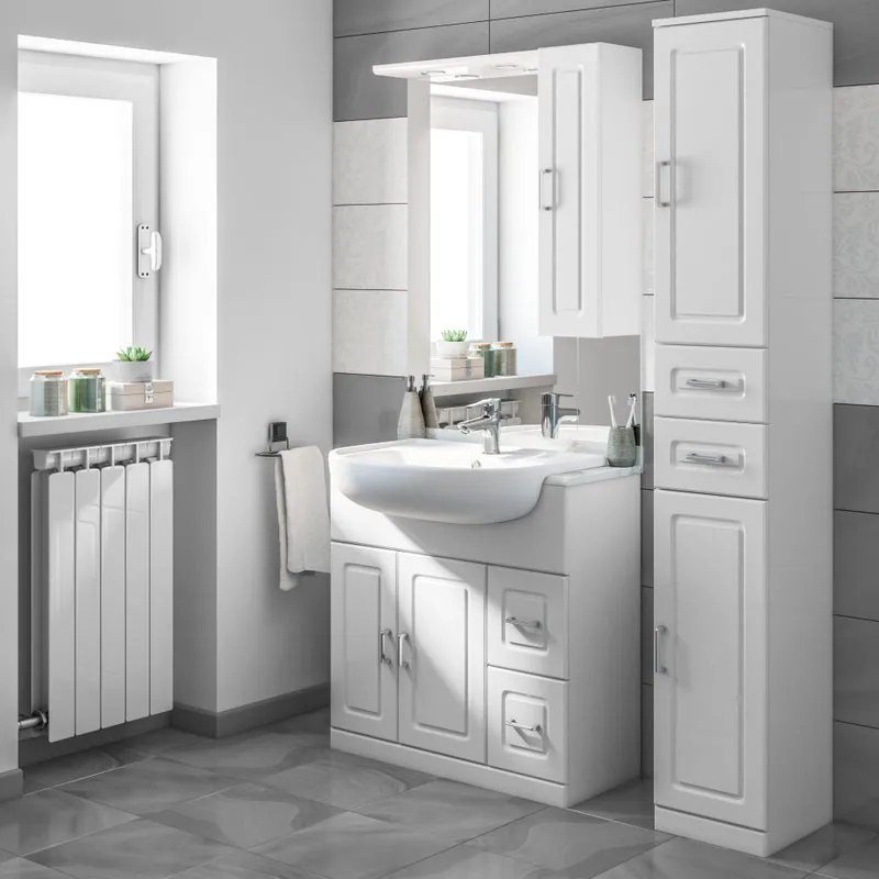 Mobile sottolavabo e lavabo Paola per vasca centrale bianco L 81 x H 81 x P 33.5 cm, 2 ante 2 cassetti