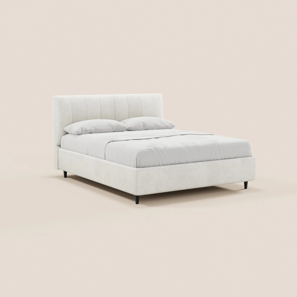 ONYX letto imbottito con vano contenitore e testiera verticale in tessuto certificato Oeko-Tex®
