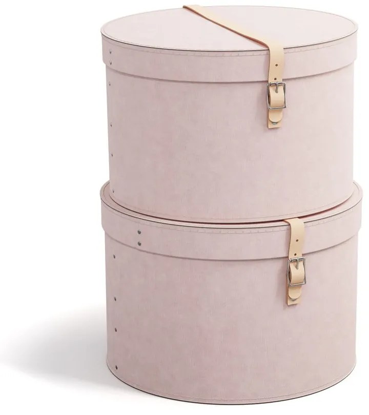 Scatole in set con coperchio/decorative rosa chiaro in cartone 2 pz ø 37,5x25 cm Rut Restore Paper Laminate – Bigso