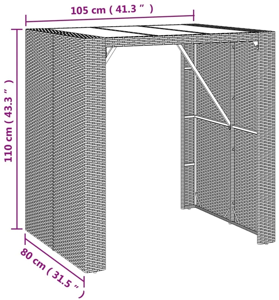 Set Bar da Giardino 5 pz con Cuscini in Polyrattan Grigio