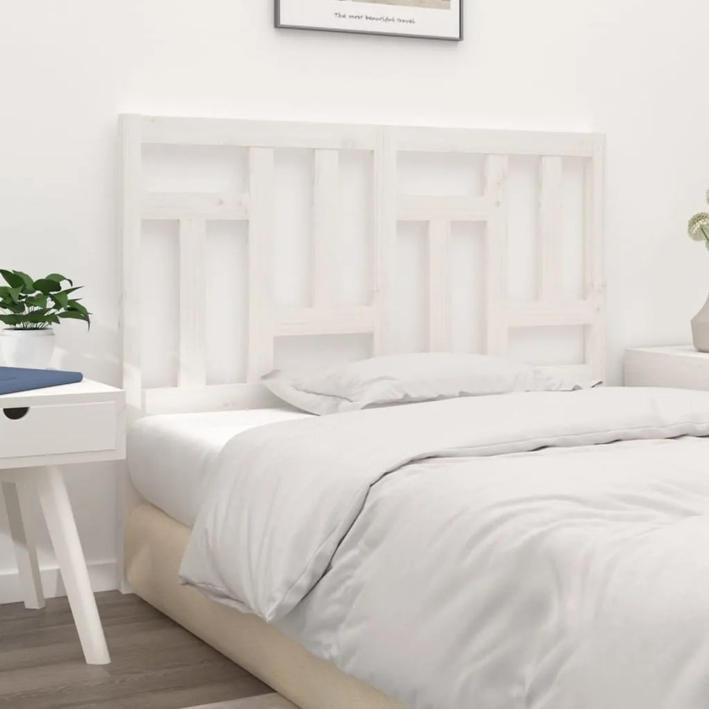 Testiera per letto bianca 125,5x4x100 cm legno massello di pino