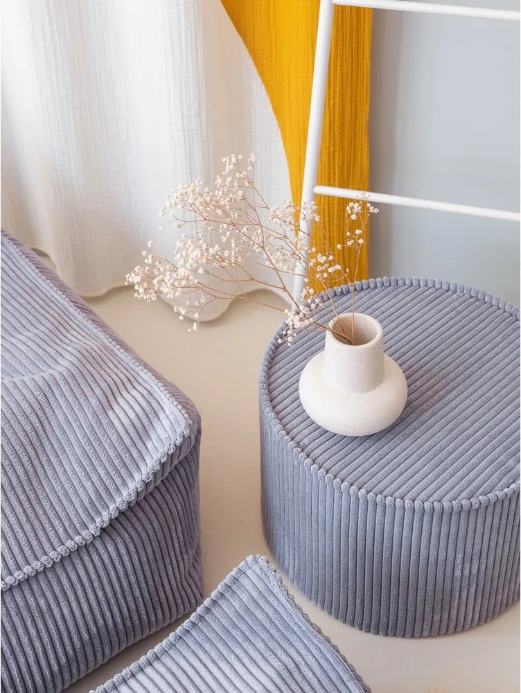 Pouf per bambini blu con rivestimento in velluto a coste – Wigiwama