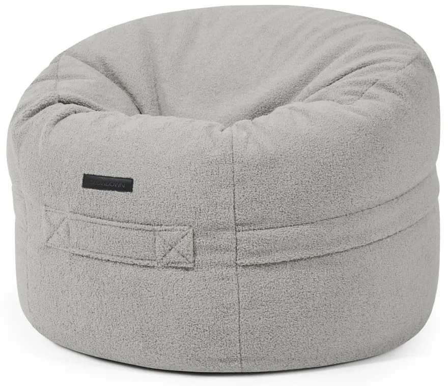 Pouf a sacco per bambini grigio chiaro con rivestimento in bouclé Roll 80 – SLOWDOWN