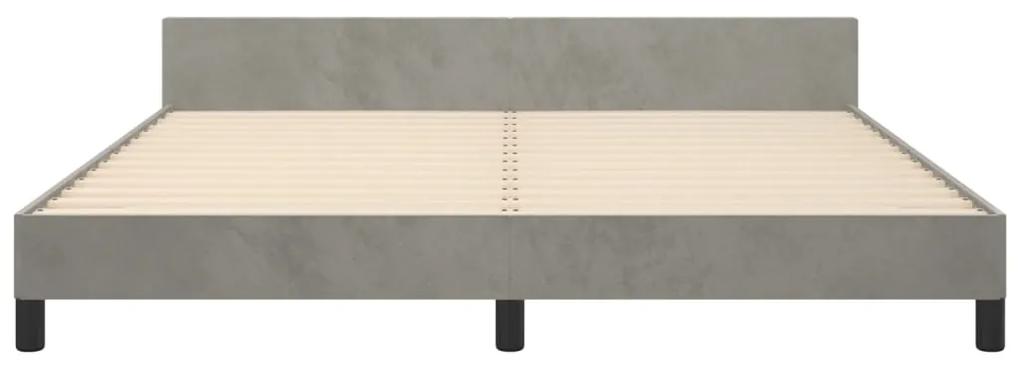 Giroletto con testiera grigio chiaro 160x200 cm in velluto