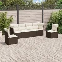 Set Divano da Giardino 6 pz con Cuscini Marrone in Polyrattancod mxl 115086