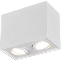 Plafoniera Interno Soffitto Cubo Bianco 2 Spots Orientabili GU10 Biscuit GD Trio